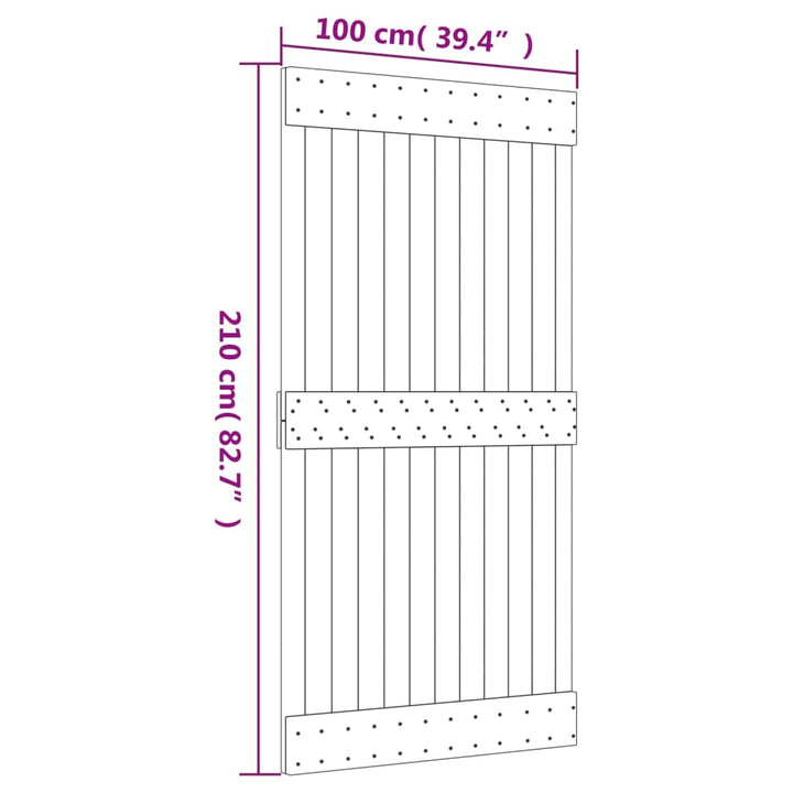 Ușă Glisantă Cu Set Feronerie, 100X210 Cm, Lemn Masiv De Pin