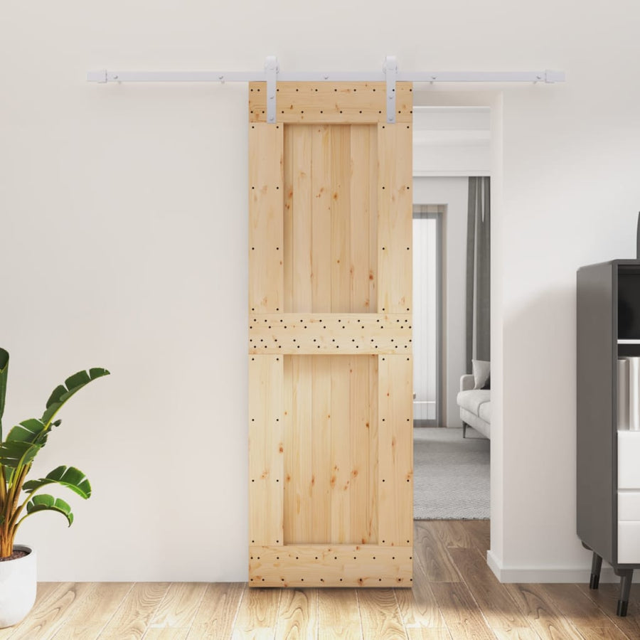 Ușă Glisantă Cu Set De Feronerie 70X210 Cm, Lemn Masiv De Pin
