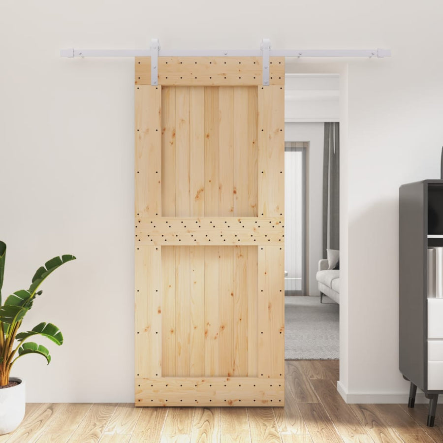 Ușă Glisantă Cu Set Feronerie, 90X210 Cm, Lemn Masiv De Pin