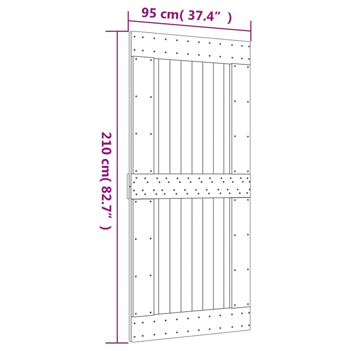 Ușă Glisantă Cu Set De Feronerie 95X210 Cm, Lemn Masiv De Pin