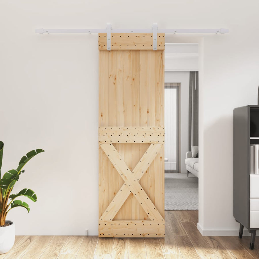 Ușă Glisantă Cu Set De Feronerie 70X210 Cm, Lemn Masiv De Pin