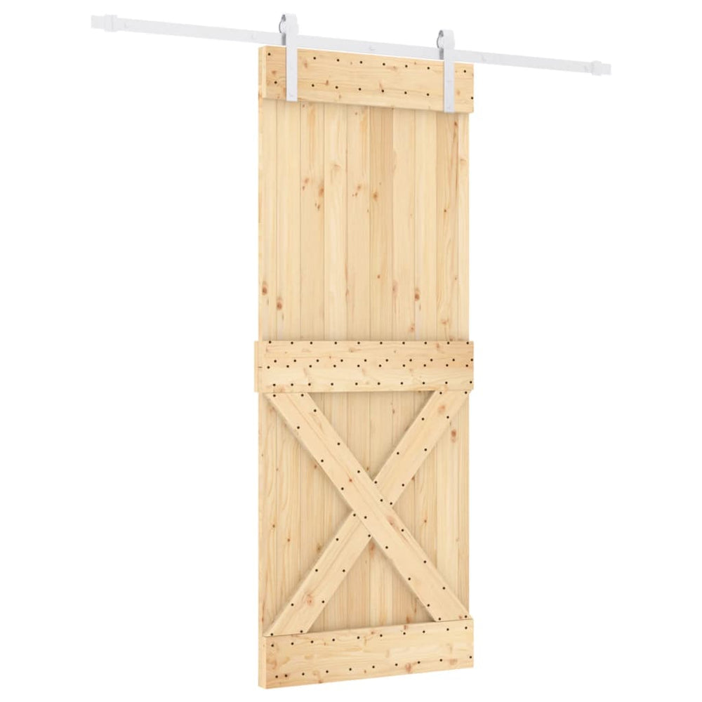 Ușă Glisantă Cu Set De Feronerie 80X210 Cm, Lemn Masiv De Pin