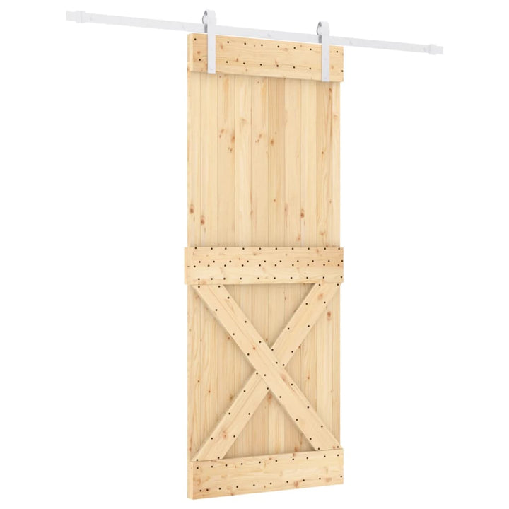 Ușă Glisantă Cu Set De Feronerie 80X210 Cm, Lemn Masiv De Pin