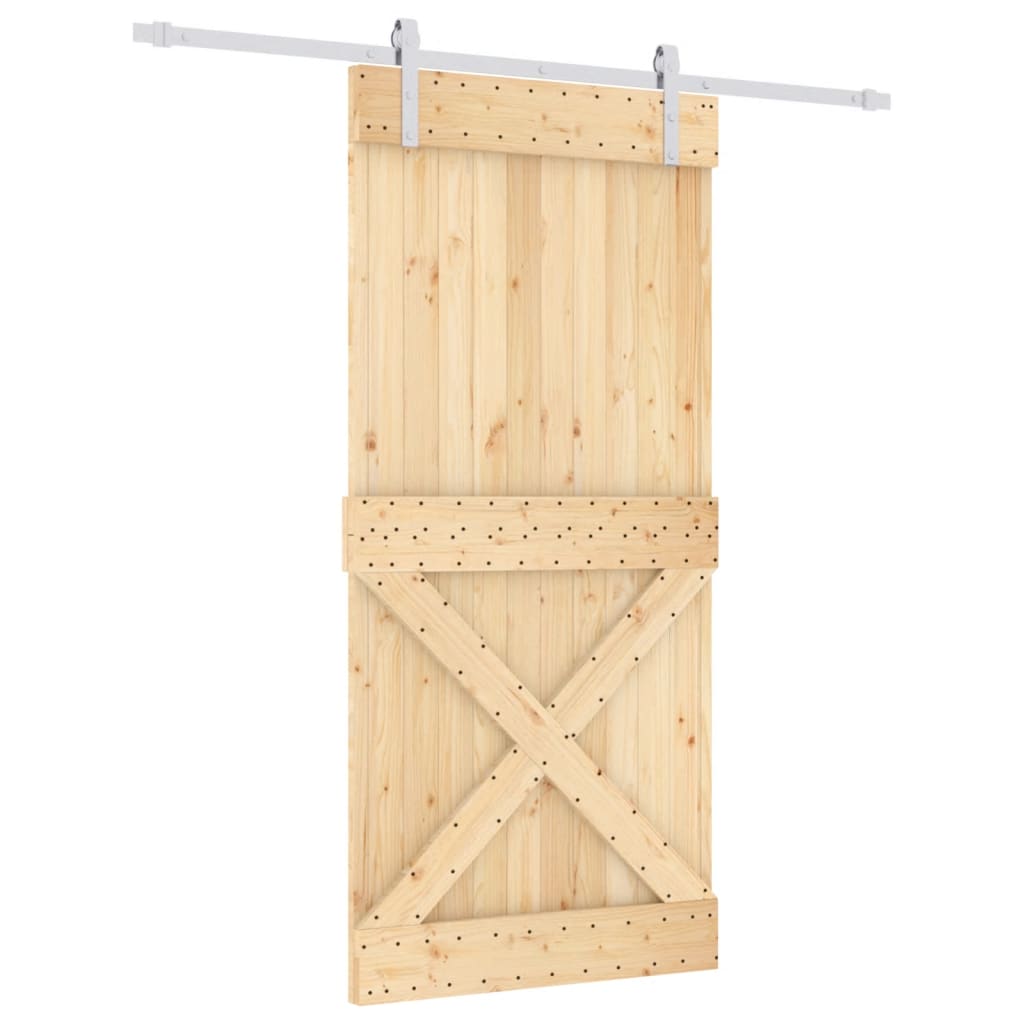 Ușă Glisantă Cu Set De Feronerie 95X210 Cm, Lemn Masiv De Pin
