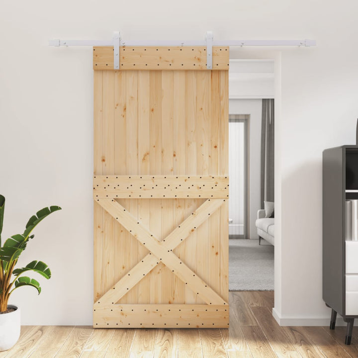 Ușă Glisantă Cu Set Feronerie, 100X210 Cm, Lemn Masiv De Pin