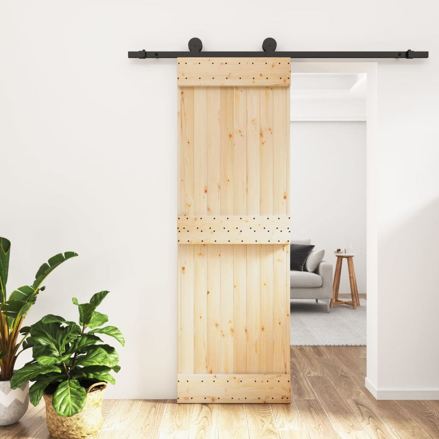 Ușă Glisantă Cu Set De Feronerie 70X210 Cm, Lemn Masiv De Pin
