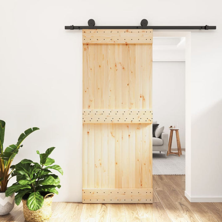 Ușă Glisantă Cu Set De Feronerie 85X210 Cm, Lemn Masiv De Pin