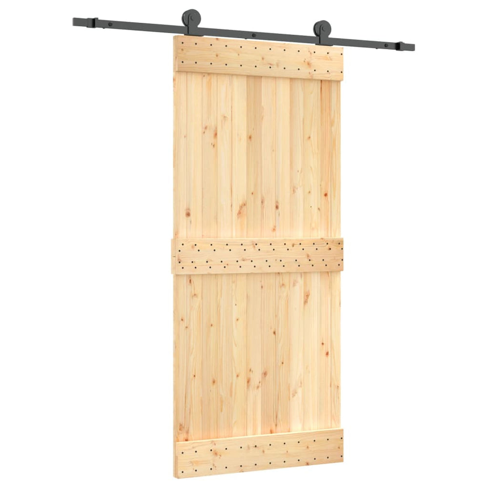 Ușă Glisantă Cu Set Feronerie, 90X210 Cm, Lemn Masiv De Pin
