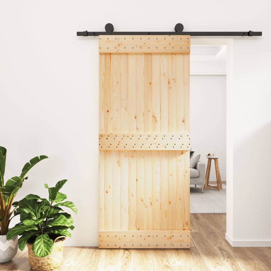 Ușă Glisantă Cu Set Feronerie, 90X210 Cm, Lemn Masiv De Pin
