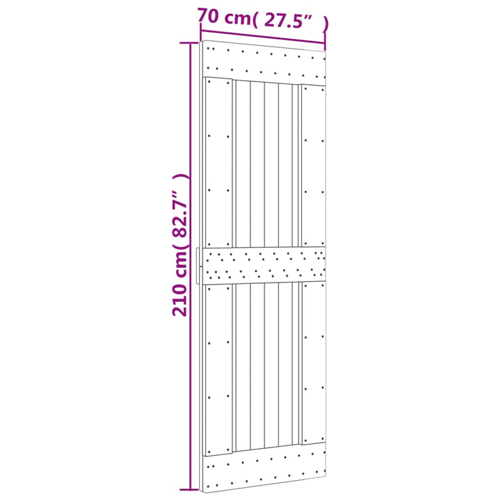 Ușă Glisantă Cu Set De Feronerie 70X210 Cm, Lemn Masiv De Pin