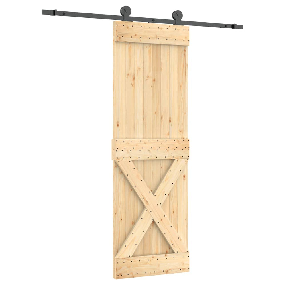 Ușă Glisantă Cu Set De Feronerie 70X210 Cm, Lemn Masiv De Pin