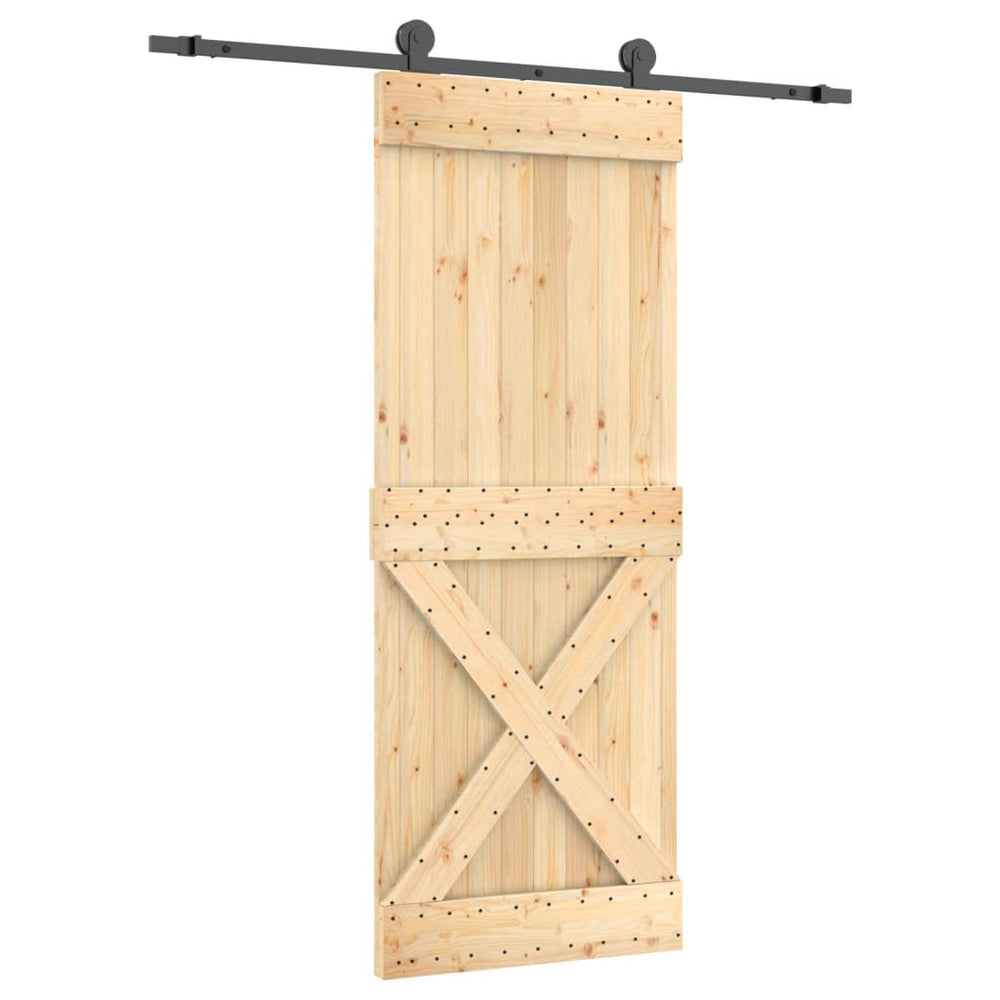 Ușă Glisantă Cu Set De Feronerie 80X210 Cm, Lemn Masiv De Pin