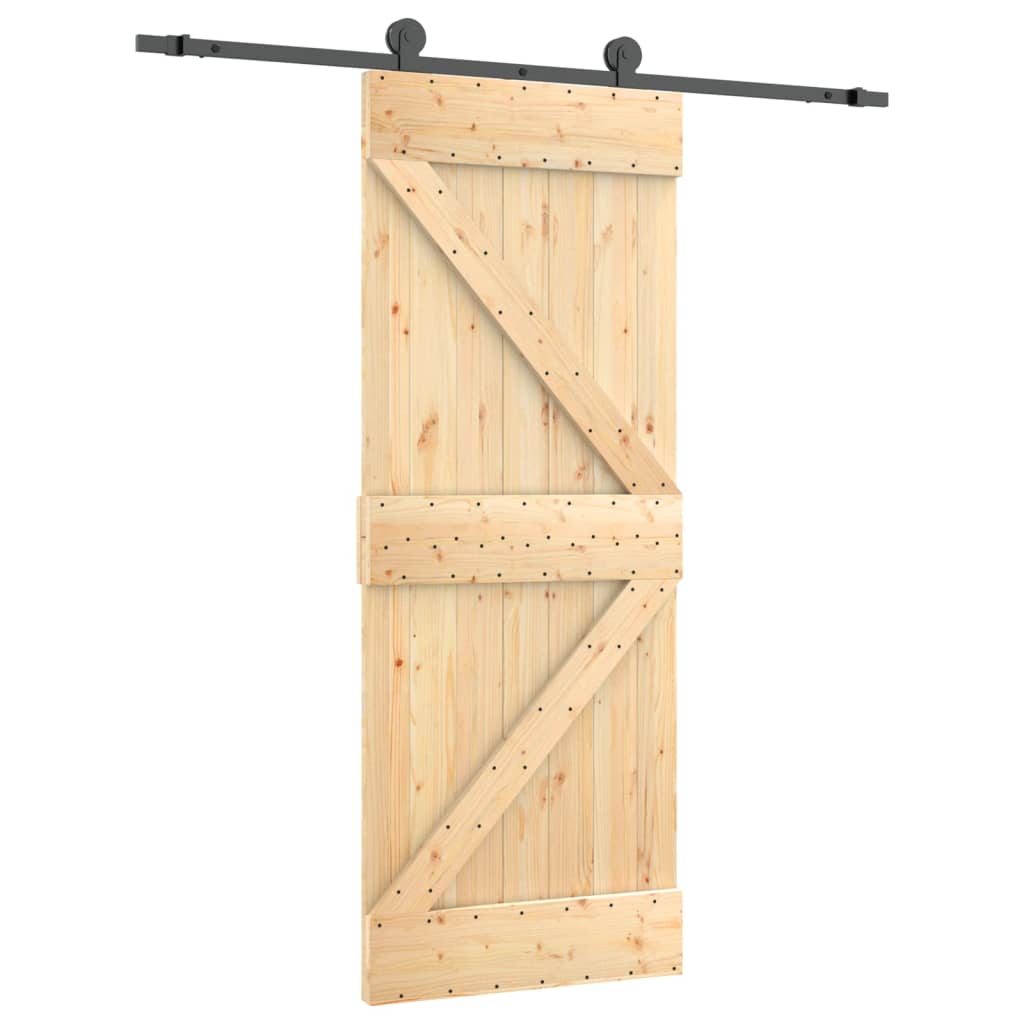 Ușă Glisantă Cu Set De Feronerie 85X210 Cm, Lemn Masiv De Pin