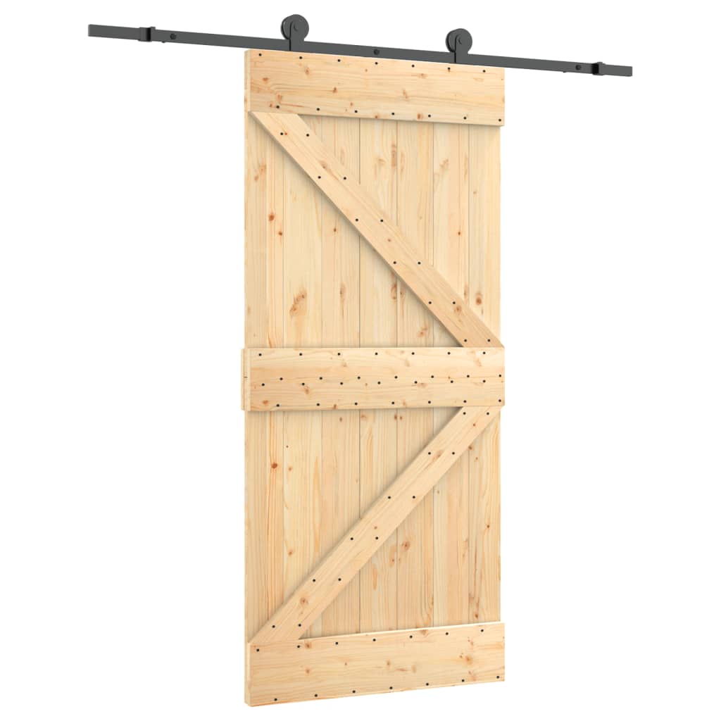Ușă Glisantă Cu Set De Feronerie 95X210 Cm, Lemn Masiv De Pin