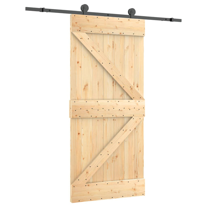 Ușă Glisantă Cu Set De Feronerie 95X210 Cm, Lemn Masiv De Pin