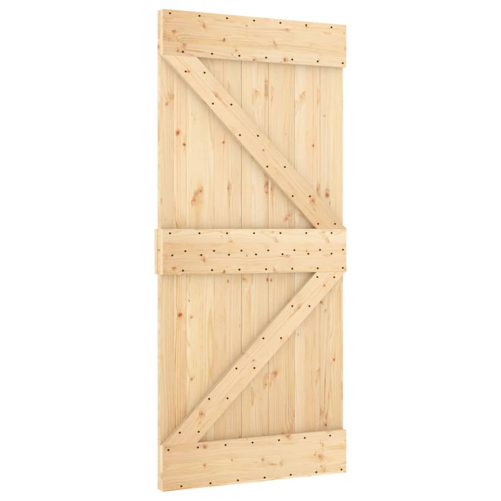 Ușă Glisantă Cu Set De Feronerie 95X210 Cm, Lemn Masiv De Pin