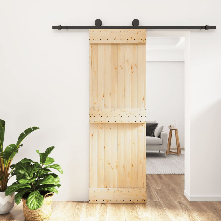 Ușă Glisantă Cu Set De Feronerie 70X210 Cm, Lemn Masiv De Pin