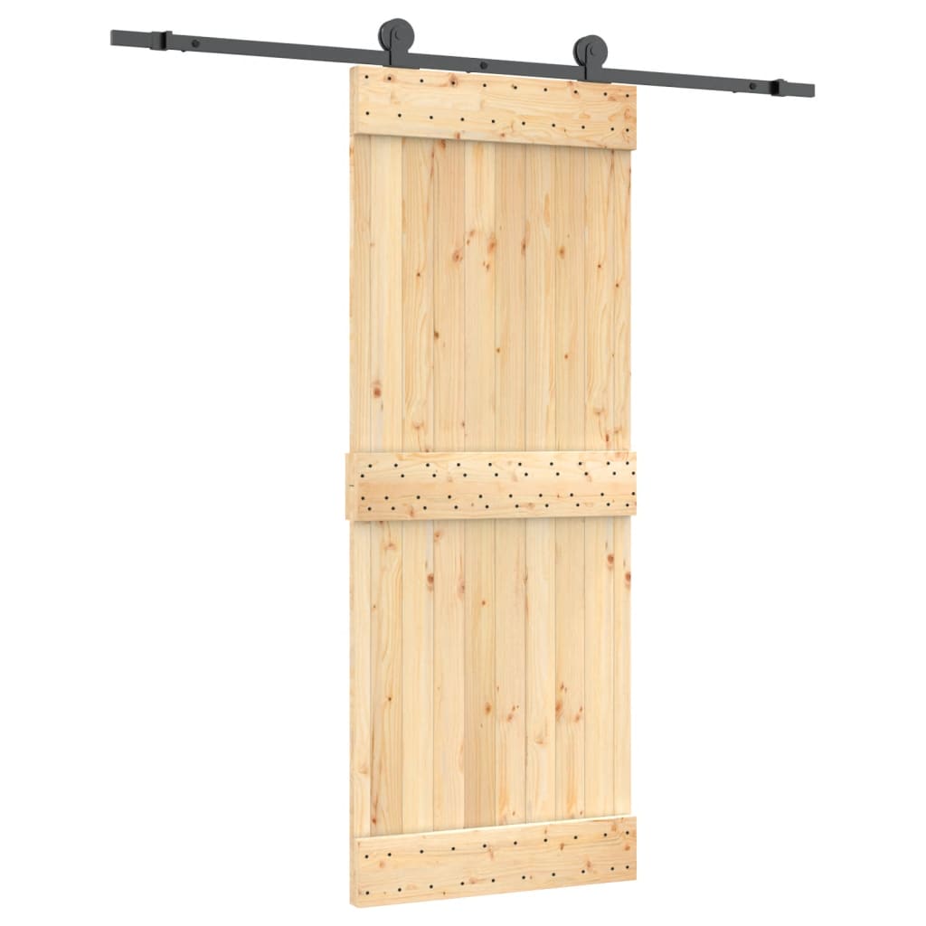 Ușă Glisantă Cu Set De Feronerie 80X210 Cm, Lemn Masiv De Pin