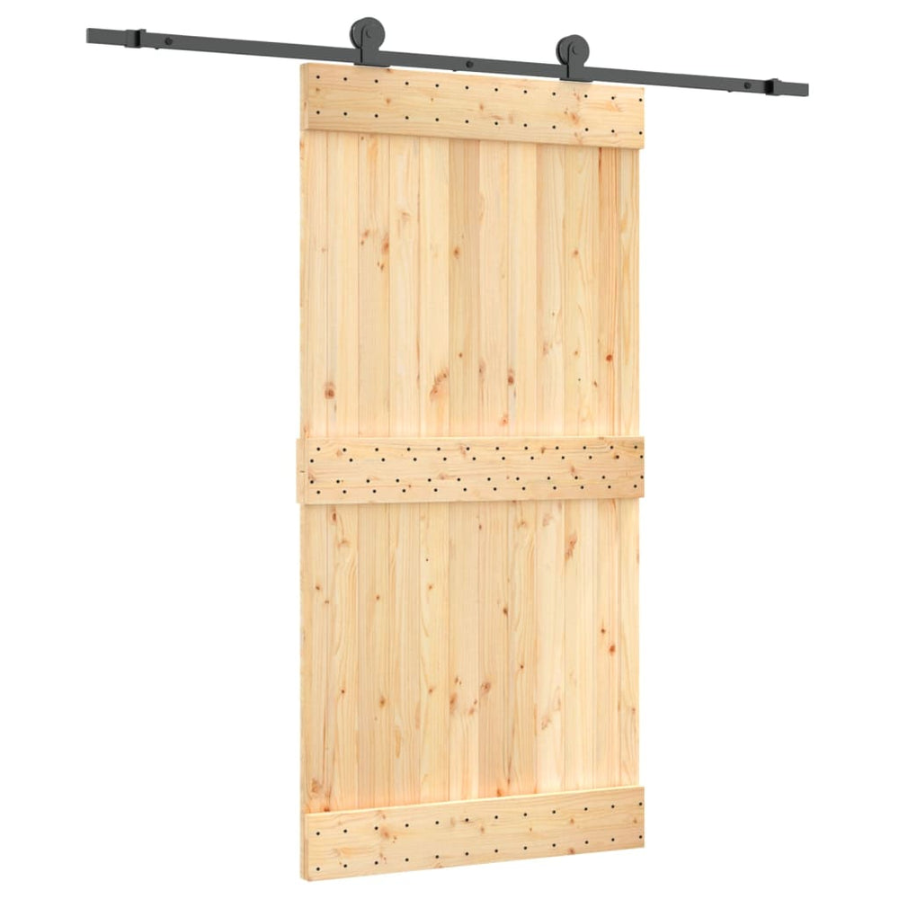 Ușă Glisantă Cu Set Feronerie, 100X210 Cm, Lemn Masiv De Pin