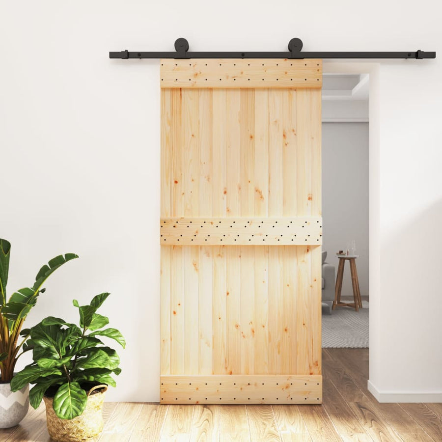 Ușă Glisantă Cu Set Feronerie, 100X210 Cm, Lemn Masiv De Pin