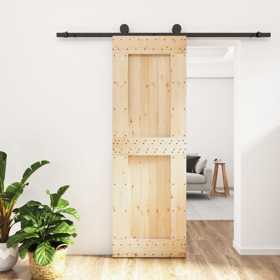 Ușă Glisantă Cu Set De Feronerie 70X210 Cm, Lemn Masiv De Pin