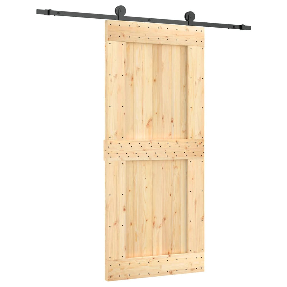 Ușă Glisantă Cu Set Feronerie, 90X210 Cm, Lemn Masiv De Pin