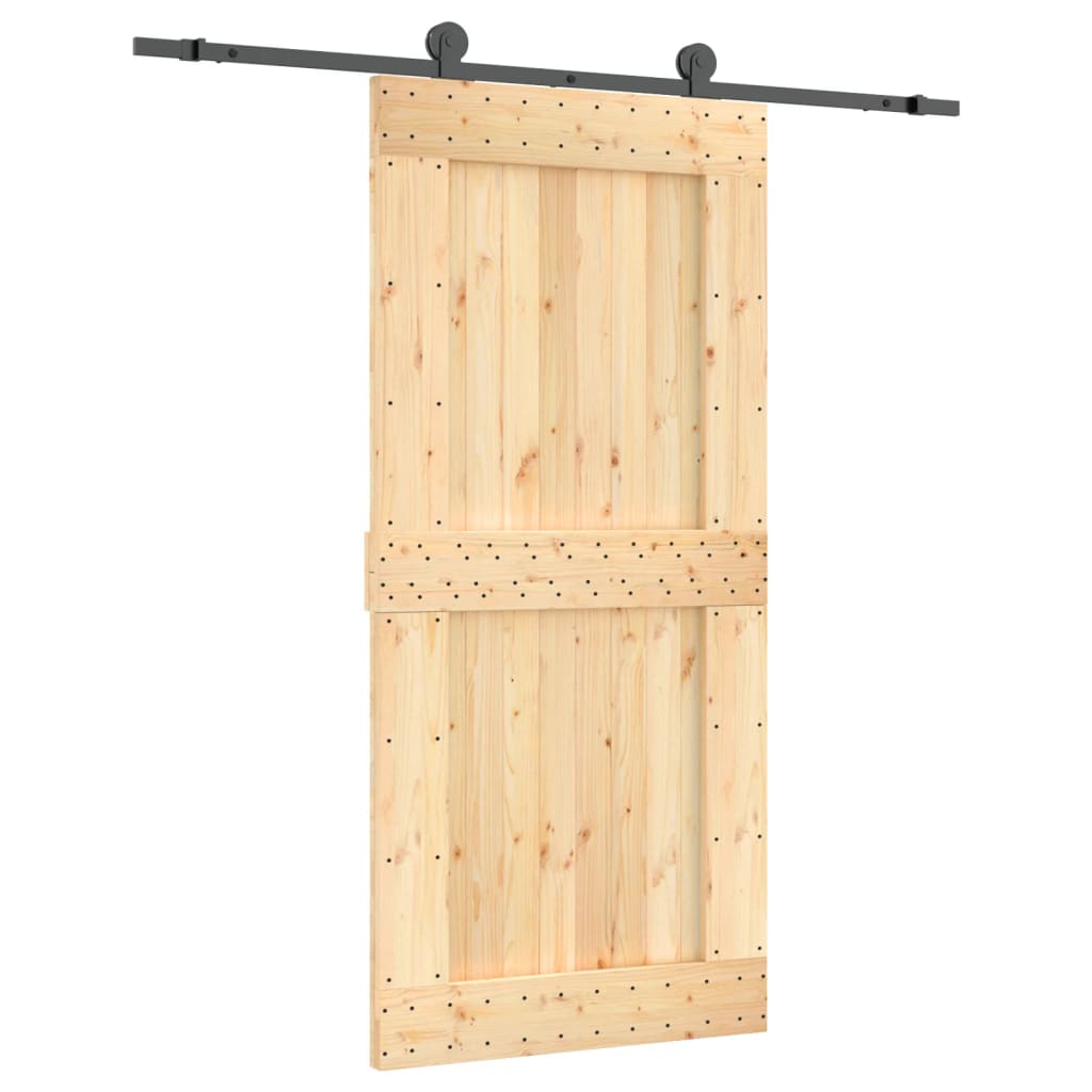 Ușă Glisantă Cu Set De Feronerie 95X210 Cm, Lemn Masiv De Pin