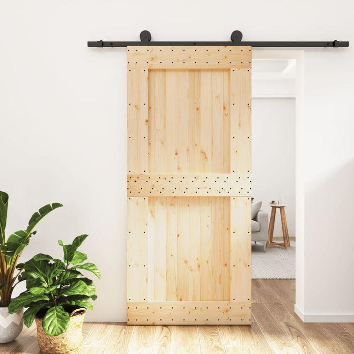 Ușă Glisantă Cu Set De Feronerie 95X210 Cm, Lemn Masiv De Pin