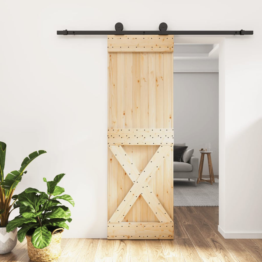 Ușă Glisantă Cu Set De Feronerie 70X210 Cm, Lemn Masiv De Pin