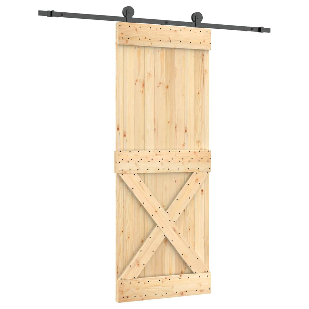 Ușă Glisantă Cu Set De Feronerie 80X210 Cm, Lemn Masiv De Pin