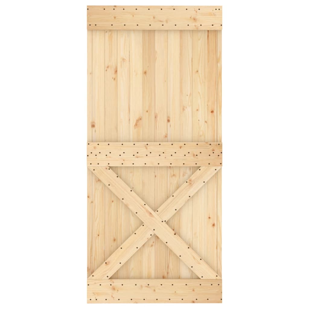 Ușă Glisantă Cu Set De Feronerie 95X210 Cm, Lemn Masiv De Pin
