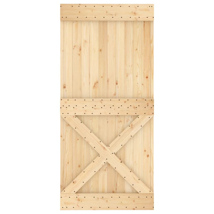 Ușă Glisantă Cu Set De Feronerie 95X210 Cm, Lemn Masiv De Pin