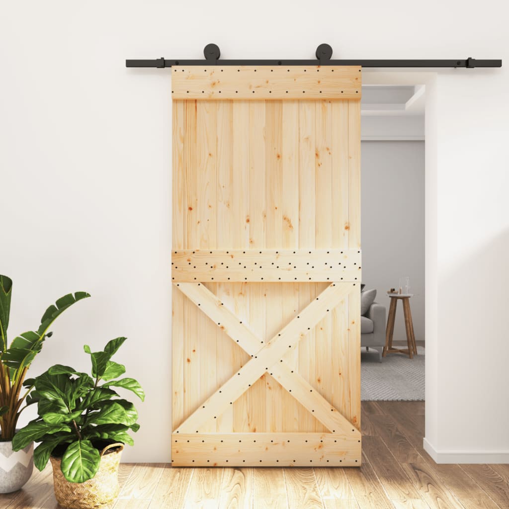 Ușă Glisantă Cu Set Feronerie, 100X210 Cm, Lemn Masiv De Pin