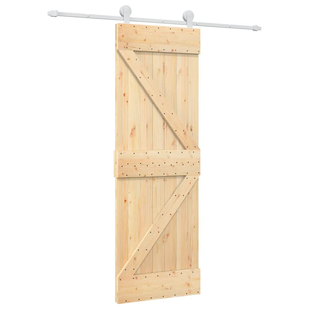 Ușă Glisantă Cu Set De Feronerie 70X210 Cm, Lemn Masiv De Pin