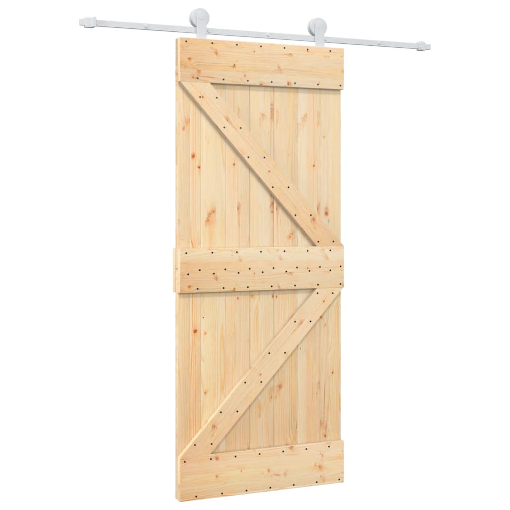Ușă Glisantă Cu Set De Feronerie 85X210 Cm, Lemn Masiv De Pin