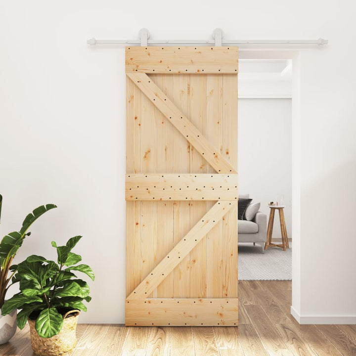 Ușă Glisantă Cu Set De Feronerie 85X210 Cm, Lemn Masiv De Pin