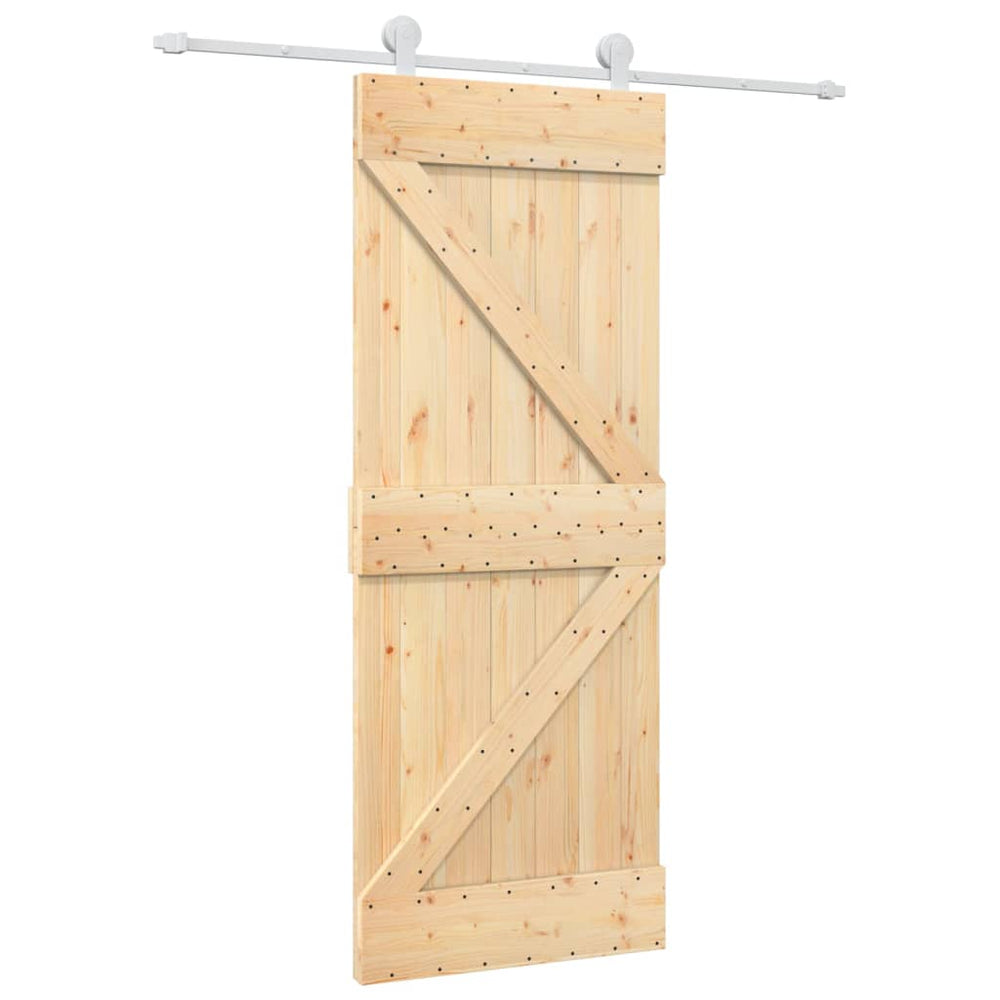 Ușă Glisantă Cu Set De Feronerie 80X210 Cm, Lemn Masiv De Pin
