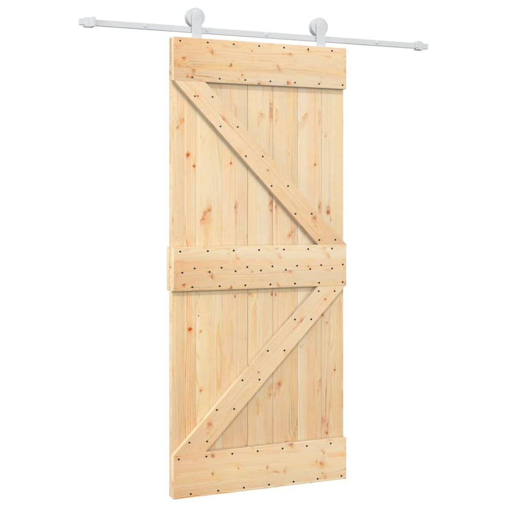 Ușă Glisantă Cu Set Feronerie, 90X210 Cm, Lemn Masiv De Pin