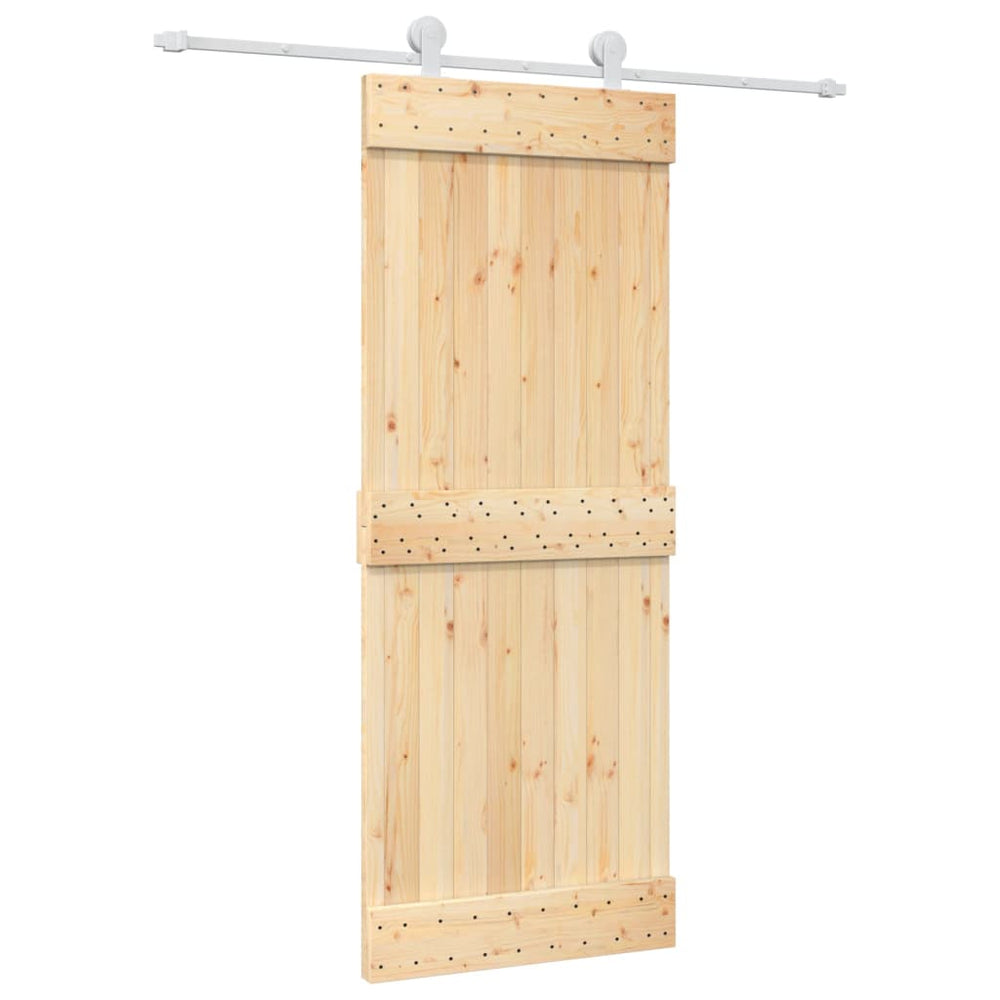 Ușă Glisantă Cu Set De Feronerie 80X210 Cm, Lemn Masiv De Pin