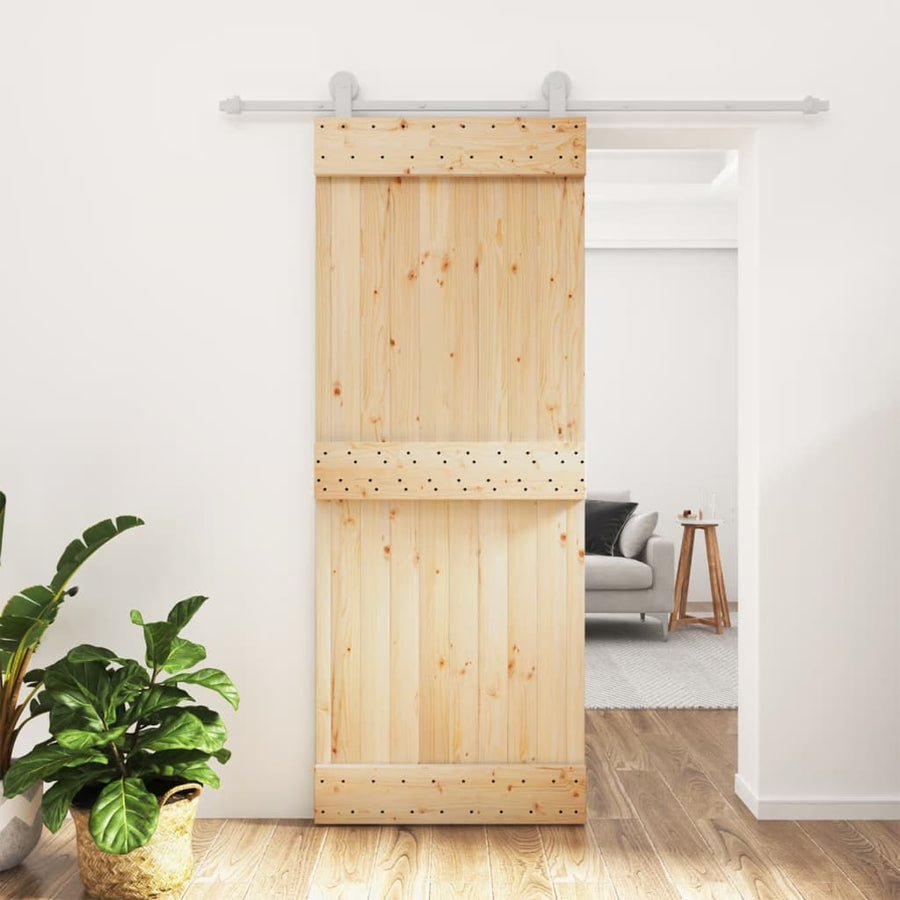 Ușă Glisantă Cu Set De Feronerie 80X210 Cm, Lemn Masiv De Pin