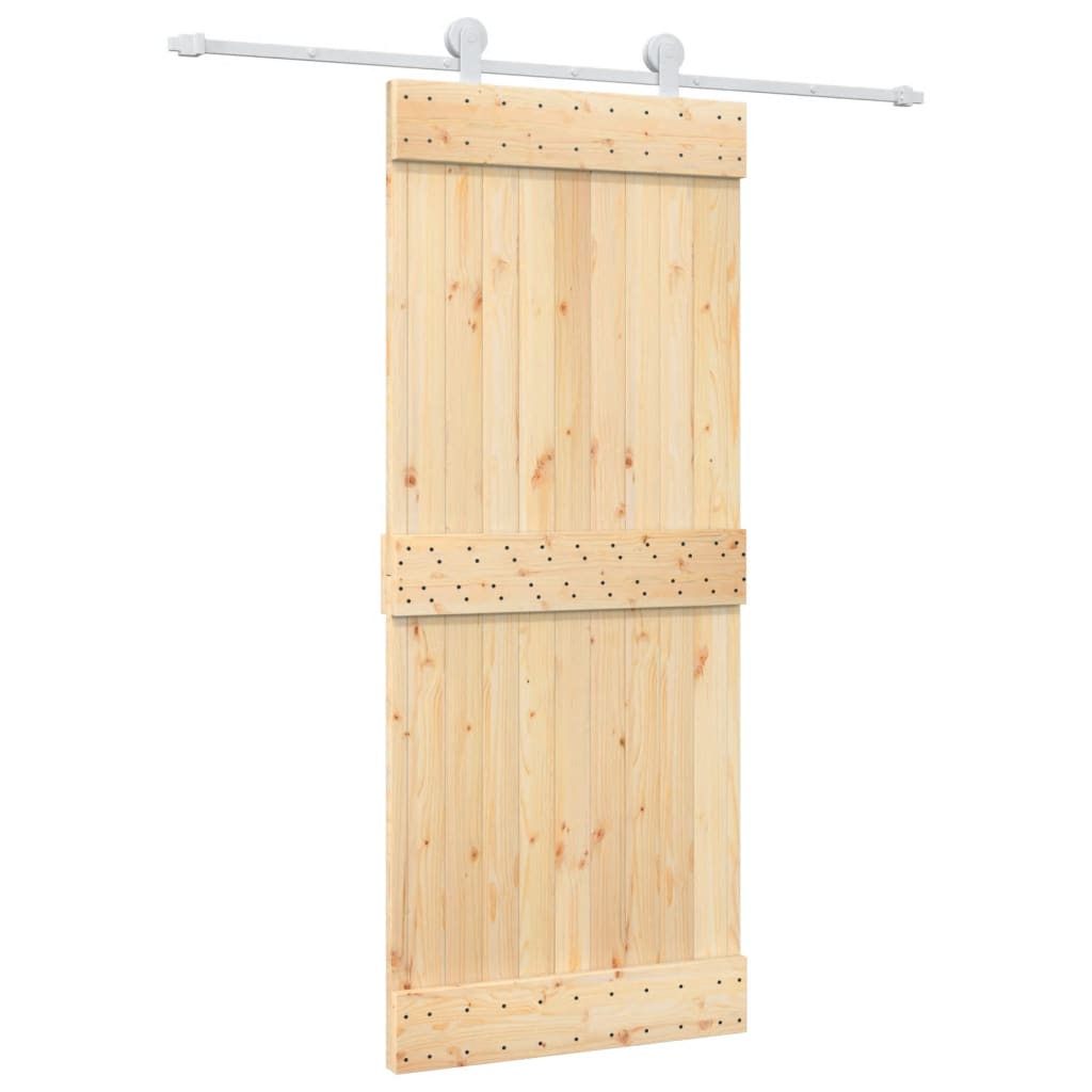 Ușă Glisantă Cu Set De Feronerie 85X210 Cm, Lemn Masiv De Pin