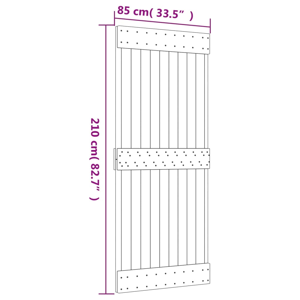 Ușă Glisantă Cu Set De Feronerie 85X210 Cm, Lemn Masiv De Pin