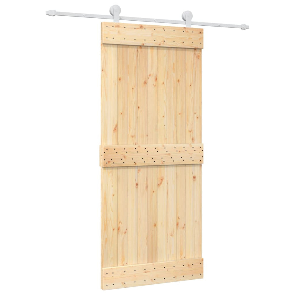 Ușă Glisantă Cu Set Feronerie, 90X210 Cm, Lemn Masiv De Pin