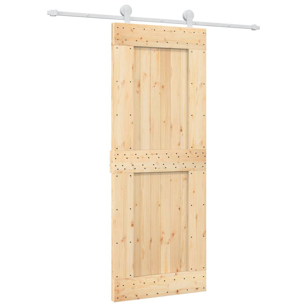 Ușă Glisantă Cu Set De Feronerie 80X210 Cm, Lemn Masiv De Pin