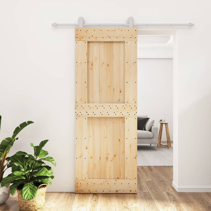 Ușă Glisantă Cu Set De Feronerie 80X210 Cm, Lemn Masiv De Pin