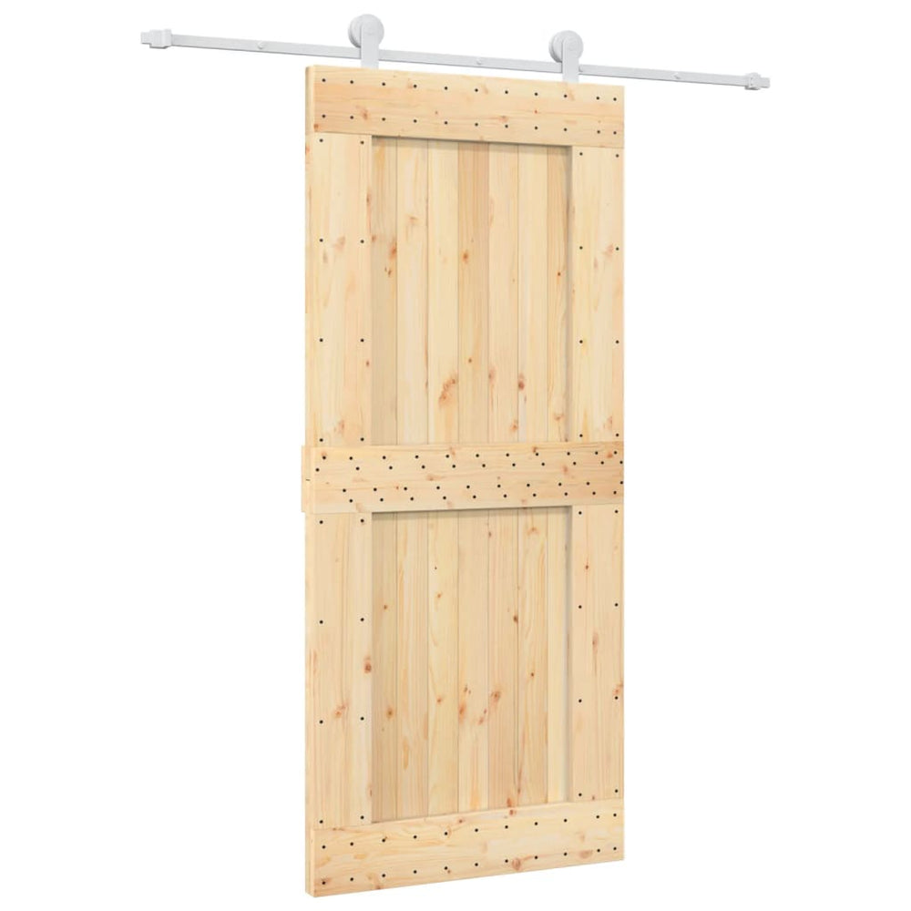 Ușă Glisantă Cu Set Feronerie, 90X210 Cm, Lemn Masiv De Pin
