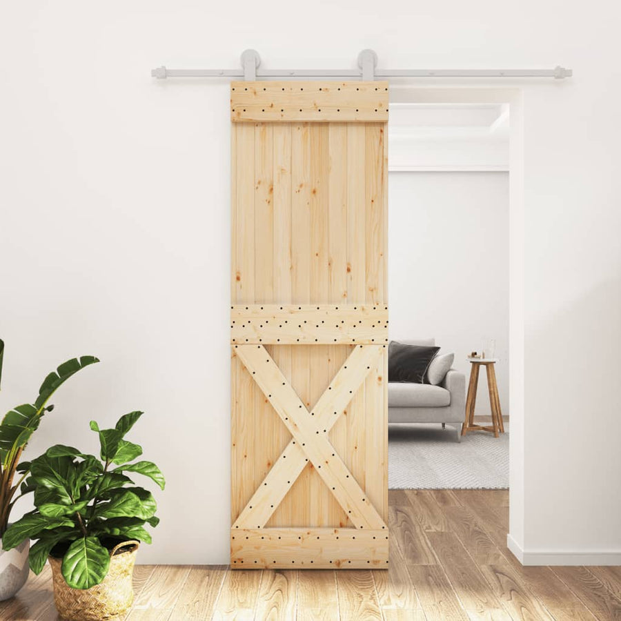 Ușă Glisantă Cu Set De Feronerie 70X210 Cm, Lemn Masiv De Pin