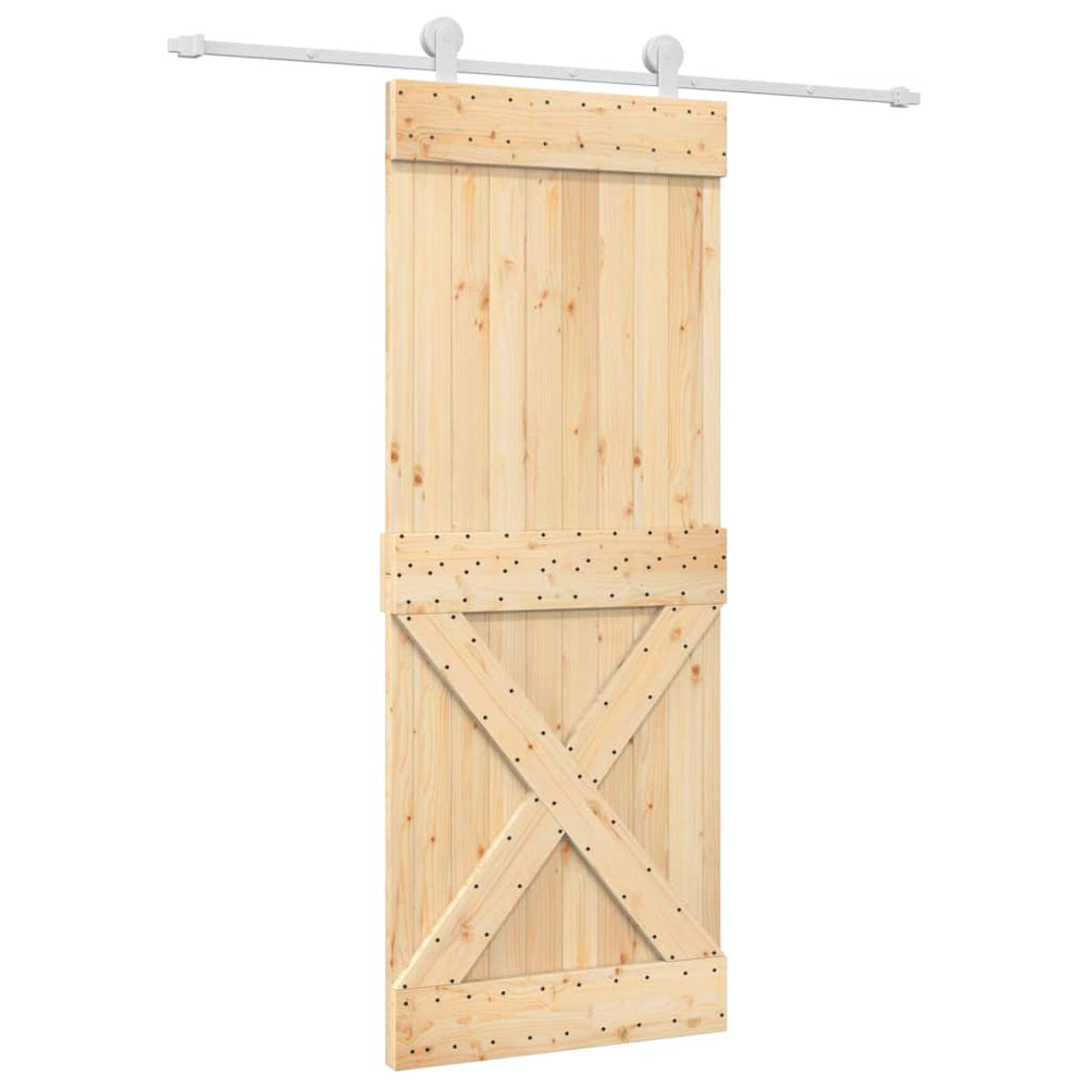 Ușă Glisantă Cu Set De Feronerie 80X210 Cm, Lemn Masiv De Pin