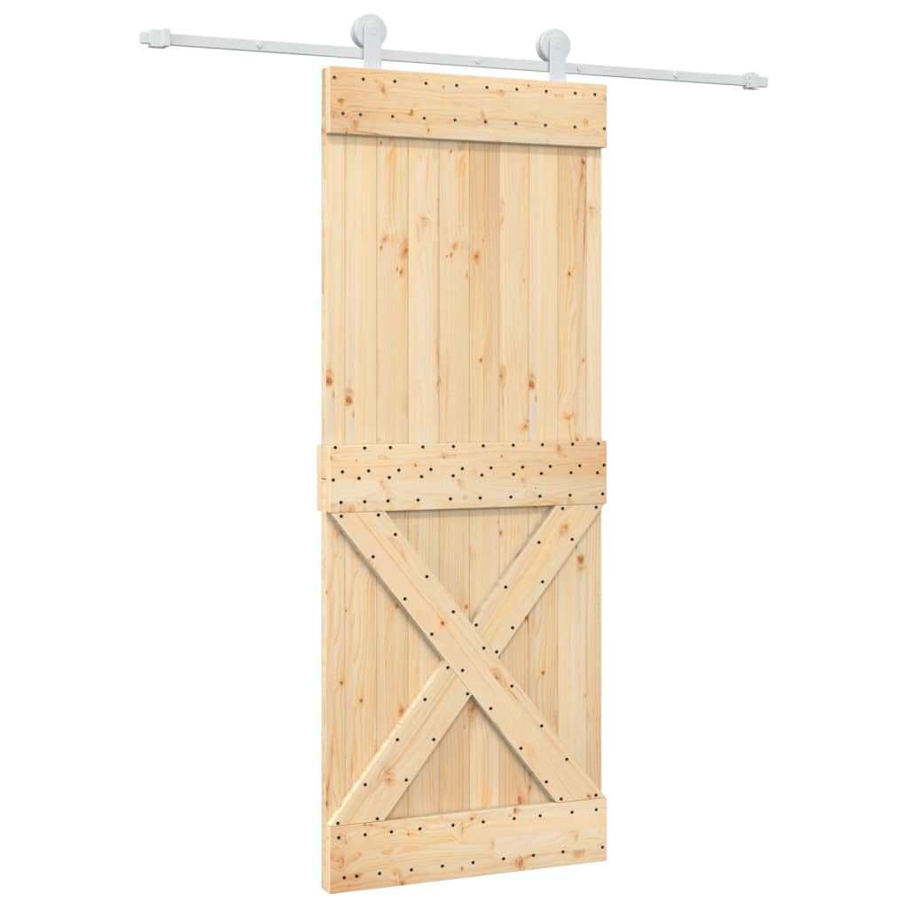 Ușă Glisantă Cu Set De Feronerie 80X210 Cm, Lemn Masiv De Pin