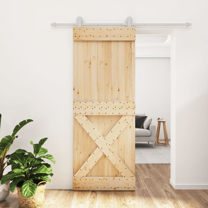 Ușă Glisantă Cu Set De Feronerie 80X210 Cm, Lemn Masiv De Pin